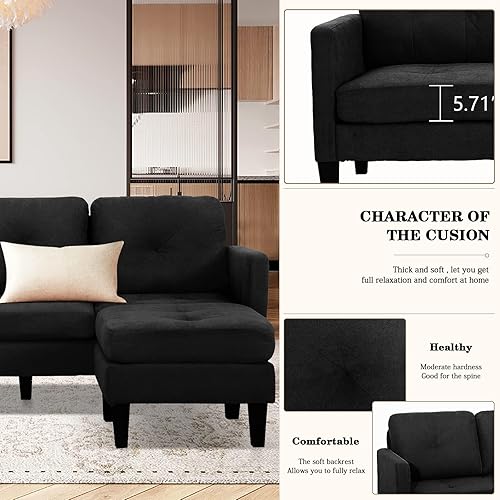 Miniatura 3 de LEISU Sofá modular convertible, sofá en forma de L, moderno juego de sofá con diván reversible para sala de estar pequeña y apartamento (gris claro)