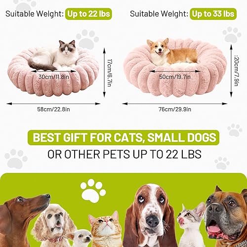 Miniatura 5 de Cama para gatos en forma de dona, cama de felpa suave para mascotas, sofá redondo esponjoso para gatos, lavable, antideslizante, cama para perro,