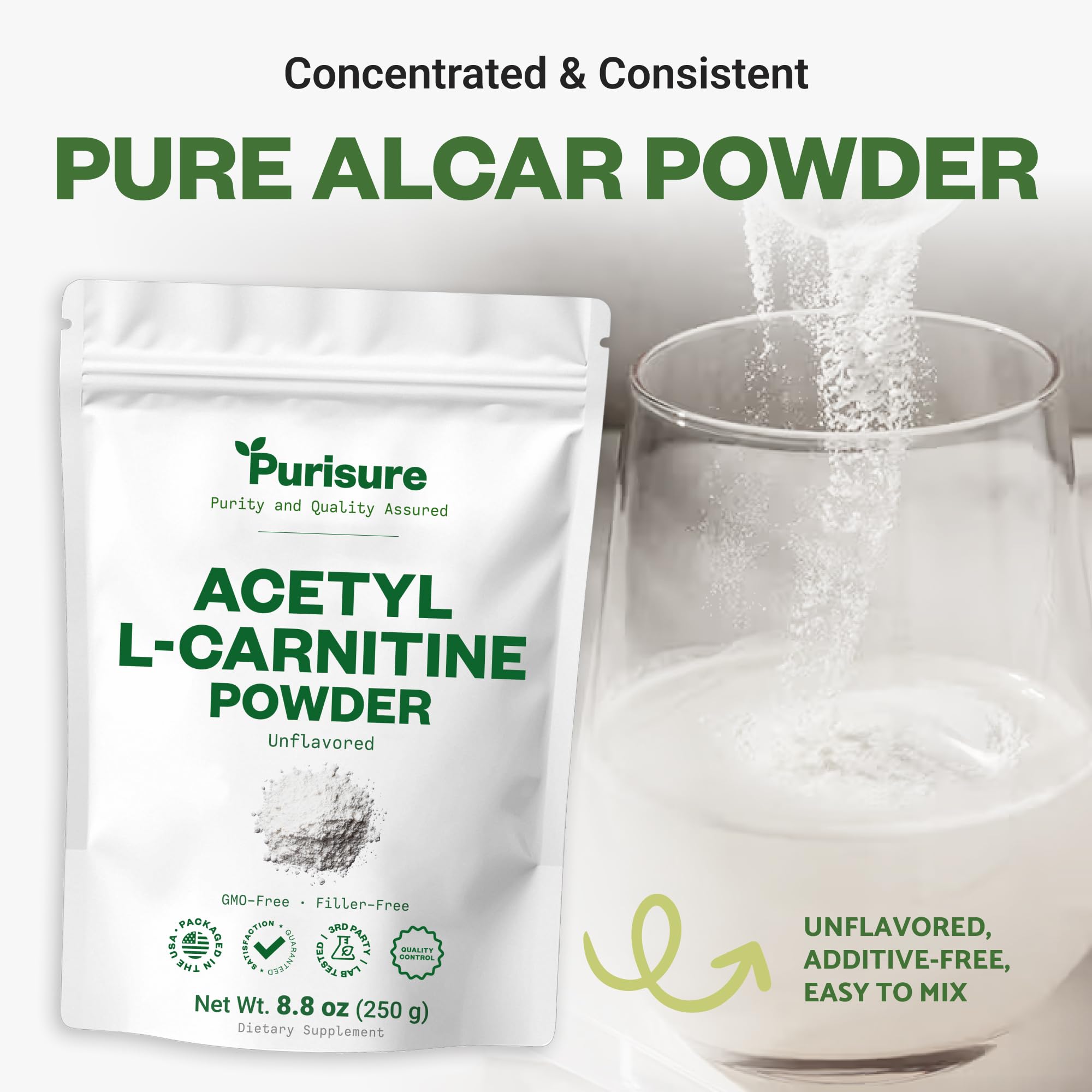 Cognitive Focus Supplement Acetyl L-Carnitine (ALCAR) Powder Focus  Performance Cellular Fat Metabolism Aid