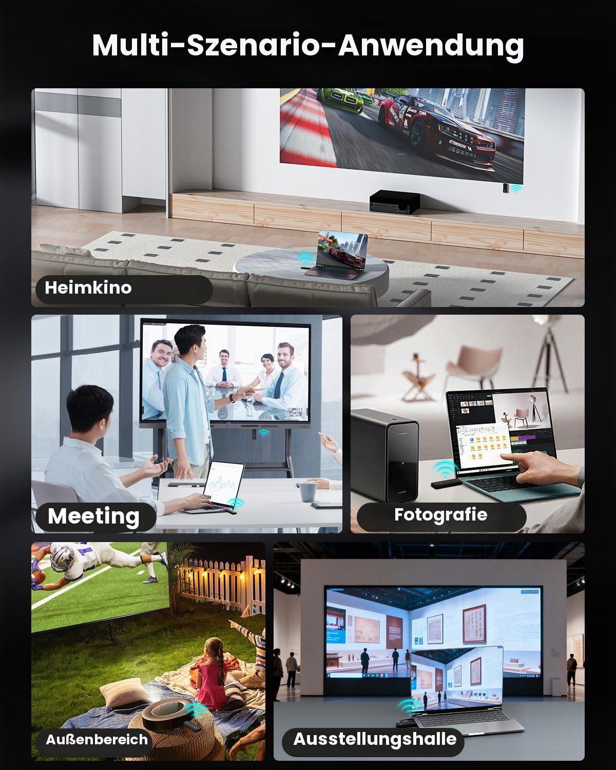 Wireless HDMI Transmitter und Receiver 50M, 5G Plug & Play, Tragbares Kabelloses HDMI Extender Kit für 4K@30Hz Eingang 1080P Ausgang, zum Streamen von Video und Audio zum Monitor von Laptop/TV Box/PC
