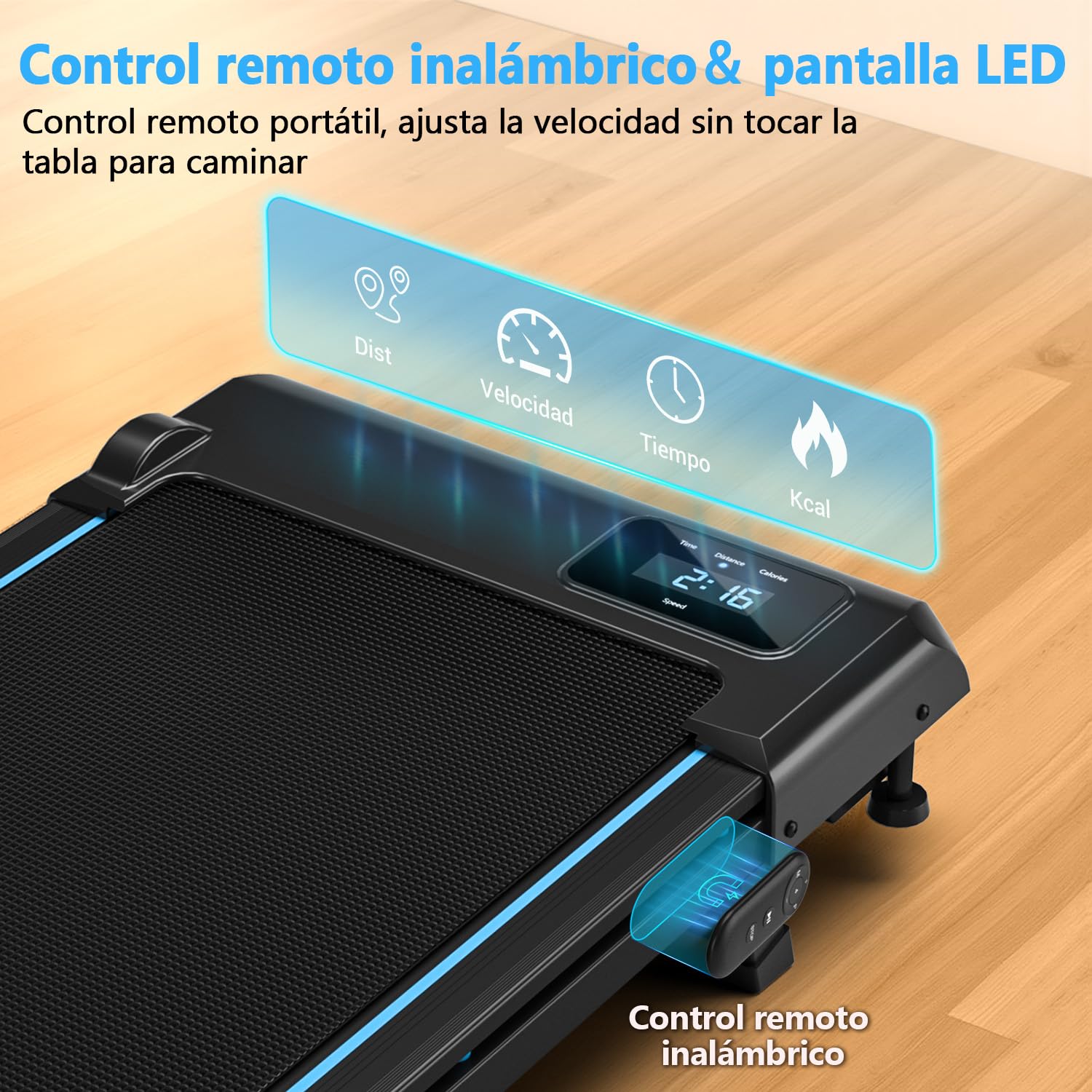 VANNECT Cinta de Correr con Inclinación, 2.75HP Cinta de Andar con Magnético Control Remoto, Walking Pad con Pantalla LED, No Requiere ensamblaje, Capacidad de 150kg
