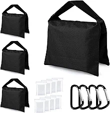 ABCCANOPY Photography Sandbag for Video Stand, Heavy Duty Weight Bags for Light Tripod, Camping Chair, 4 Packs (Black)