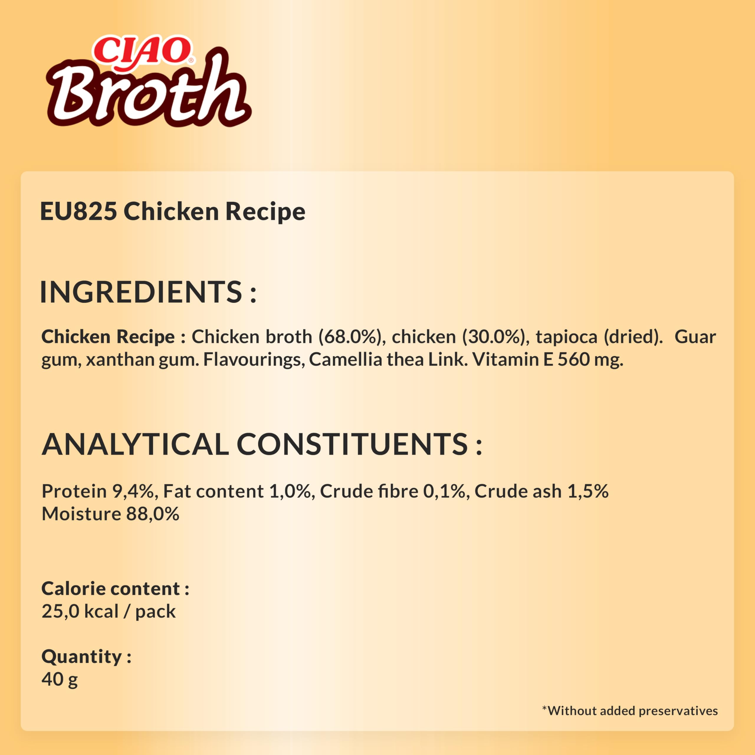 INABA Ciao Broth Katzenfutter Nass 88% Feuchtigkeit und Vitamin E, Premium Katzensuppe mit Huhn 40 g (2er Pack), 100% natürliches Fleisch… – Ansicht 2