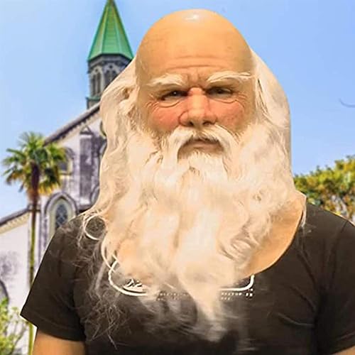 Miniatura 6 de Máscaras de Halloween para adultos, máscara de Papá Noel con barba blanca, de látex, para Navidad, lindos niños y adultos, máscaras faciales