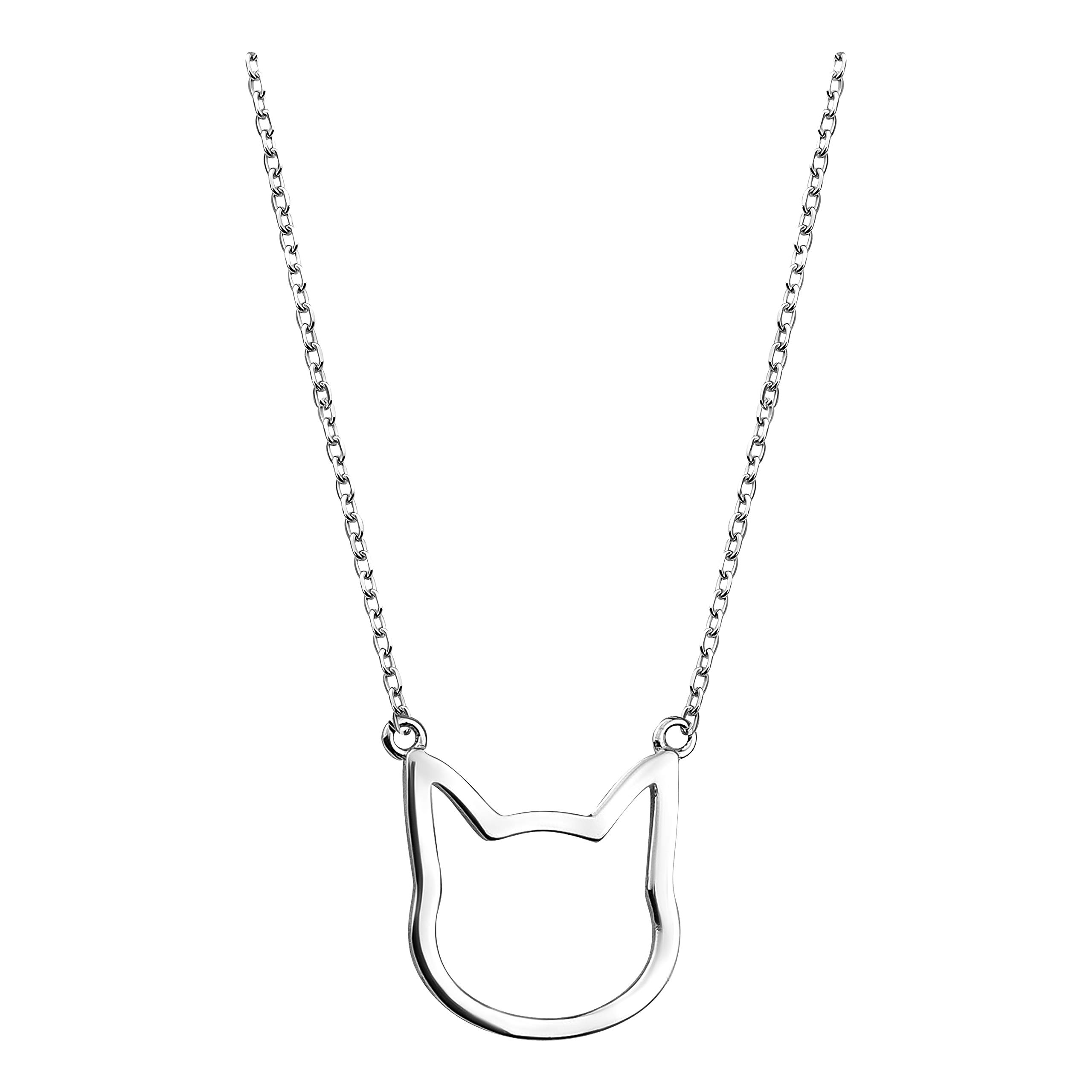 Women's Necklace 925 Silver - Cat Pendant - 50291