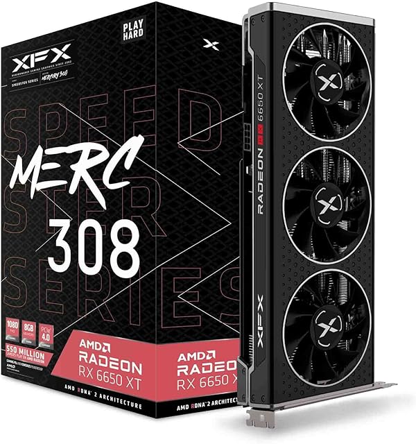 XFX SPEEDSTER MERC308 RADEON RX 6650XT BLACK Gaming Graphics Card with 8GB GDDR6 HDMI 3xDP, AMD RDNA 2 (RX-665X8TBDY)