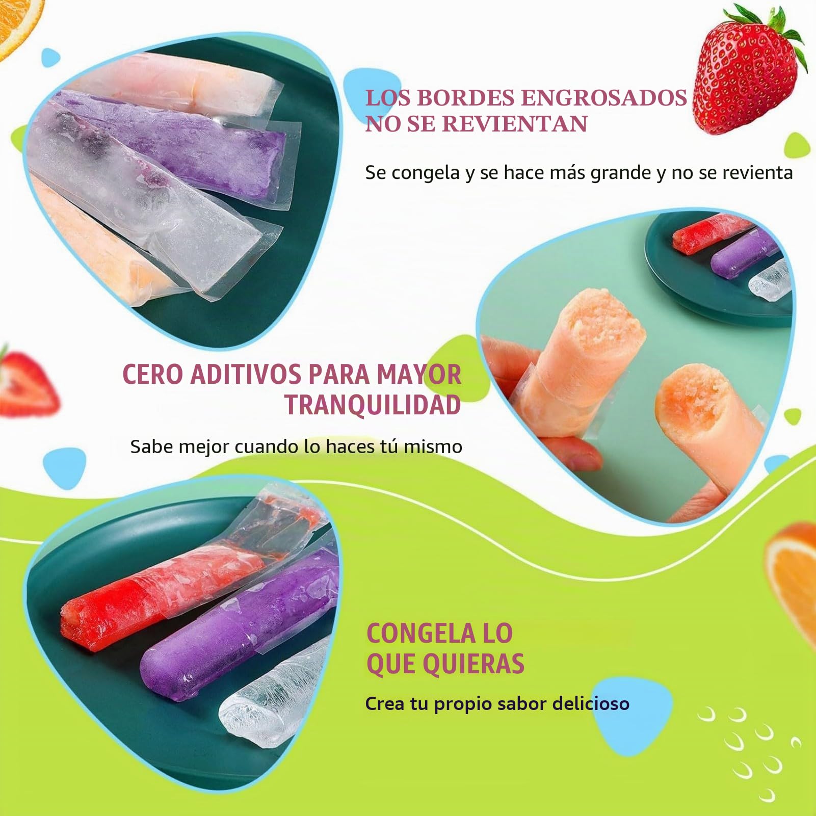 100 Pcs Bolsa Paletas de Hielo Desechable, Mold Bolsas Popsicle, Bolsas para Hacer Popsicles con Embudo, sin BPA, para DIY Saludables Yogur Batidos de Frutas Golosinas Pops