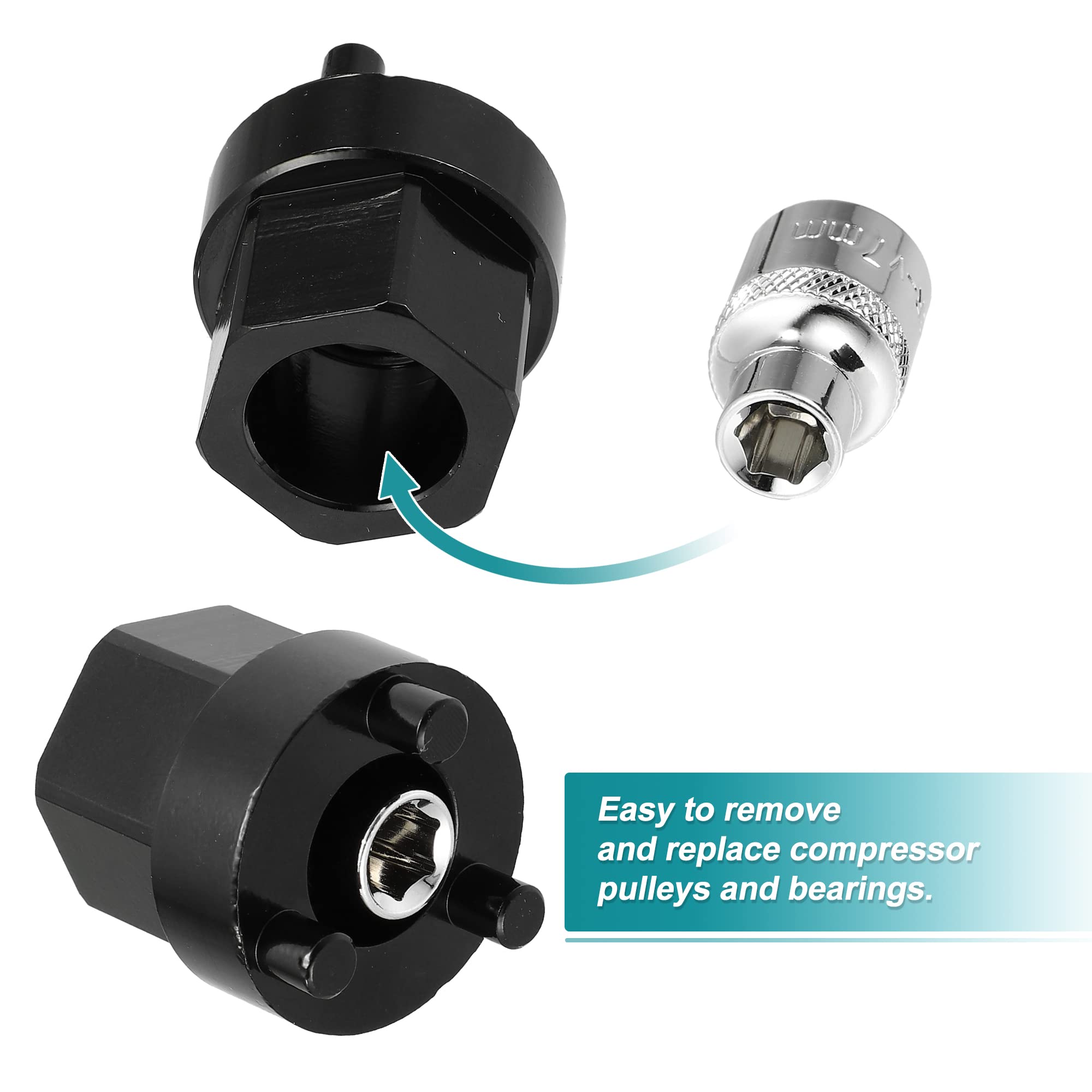 A ABSOPRO Strumento Rimozione Frizione Mozzo Compressore A/C 20mm 1 Set | 1 Set, Metallo, 20mm, Per 5SEL12C/6SEL14C/6SEL16C/6SEU14C/7SEU16C/7SEU17C, Per Mercedes-Benz C350/CL550, Include Presa 7mm