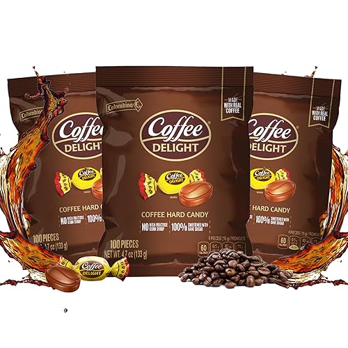 Colombina Coffee Delight - Caramelos duros sin gluten con sabor a café hechos con café Colombina real, perfectos envueltos individualmente para