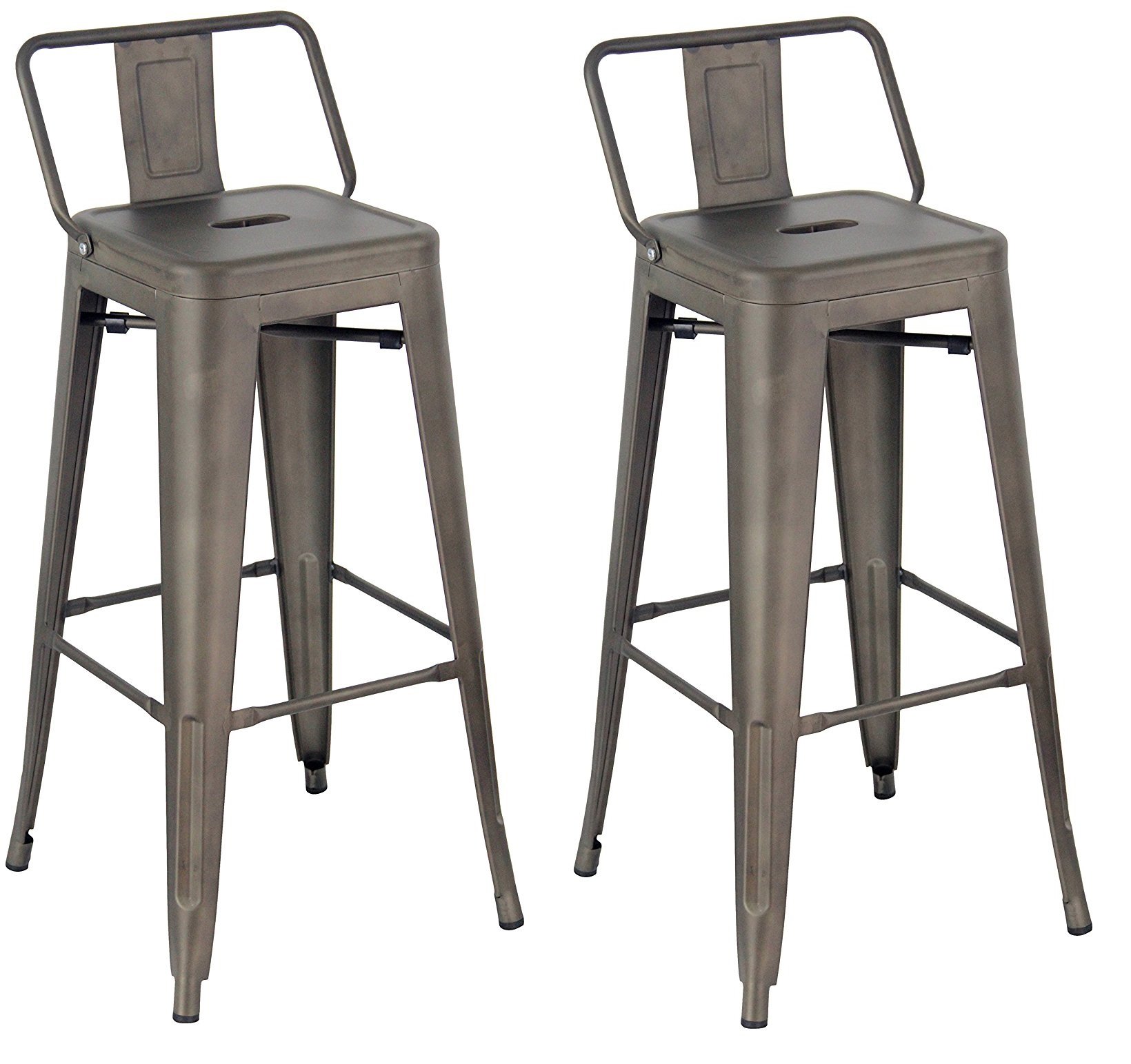 The Spanish Chair Set of 2 Tolix Stools with Backrests. Yellow 95x44