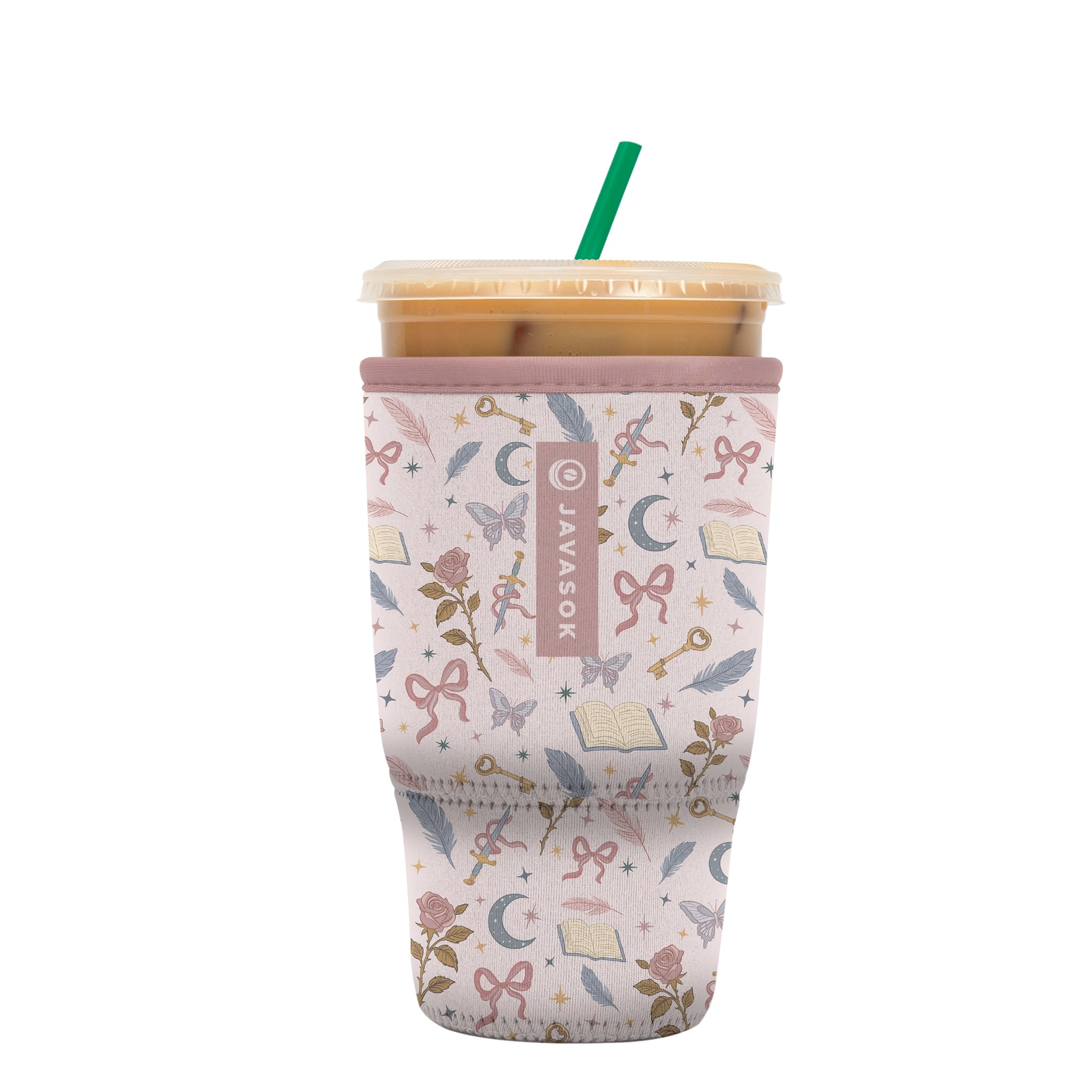 Sok It JavaSok Iced Coffee &amp; Cold Soda Insulated Neoprene Cup Sleeve (Blooms and Blades, Large: 30-32oz)