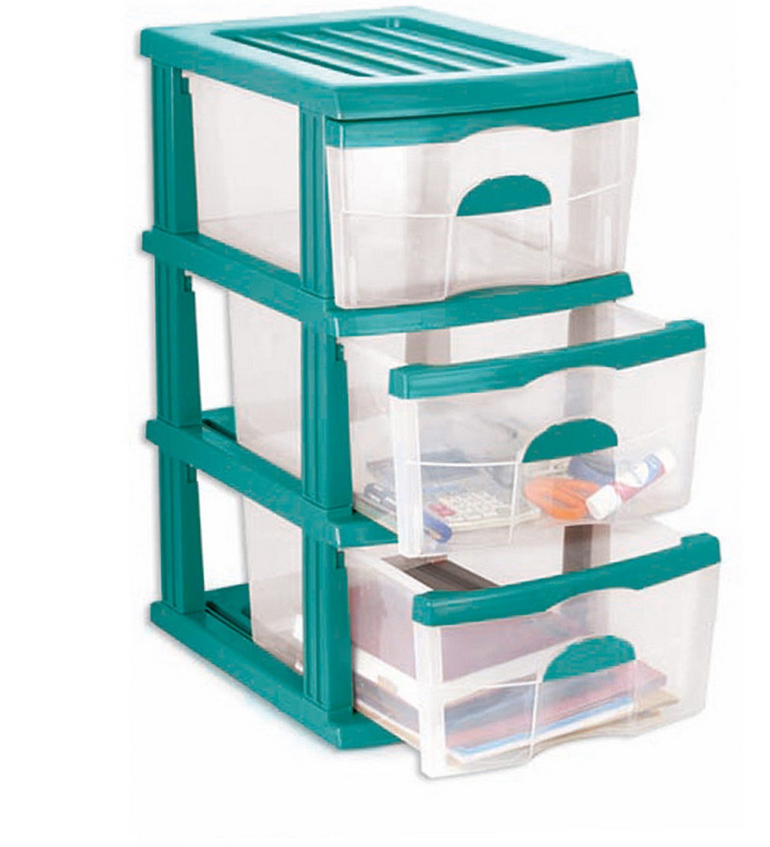 Cello Organiser 3 Drawer Storage Chest (Peacock and Transparent)-image-37