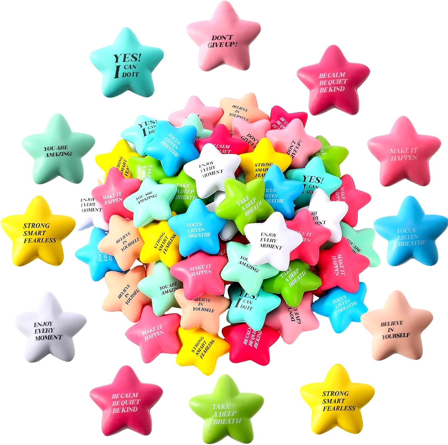 Deekin 24 Gold Star Stress Balls - 3.1 Inch Foam Stress Relief Toys For Adults & Students - Party Favors