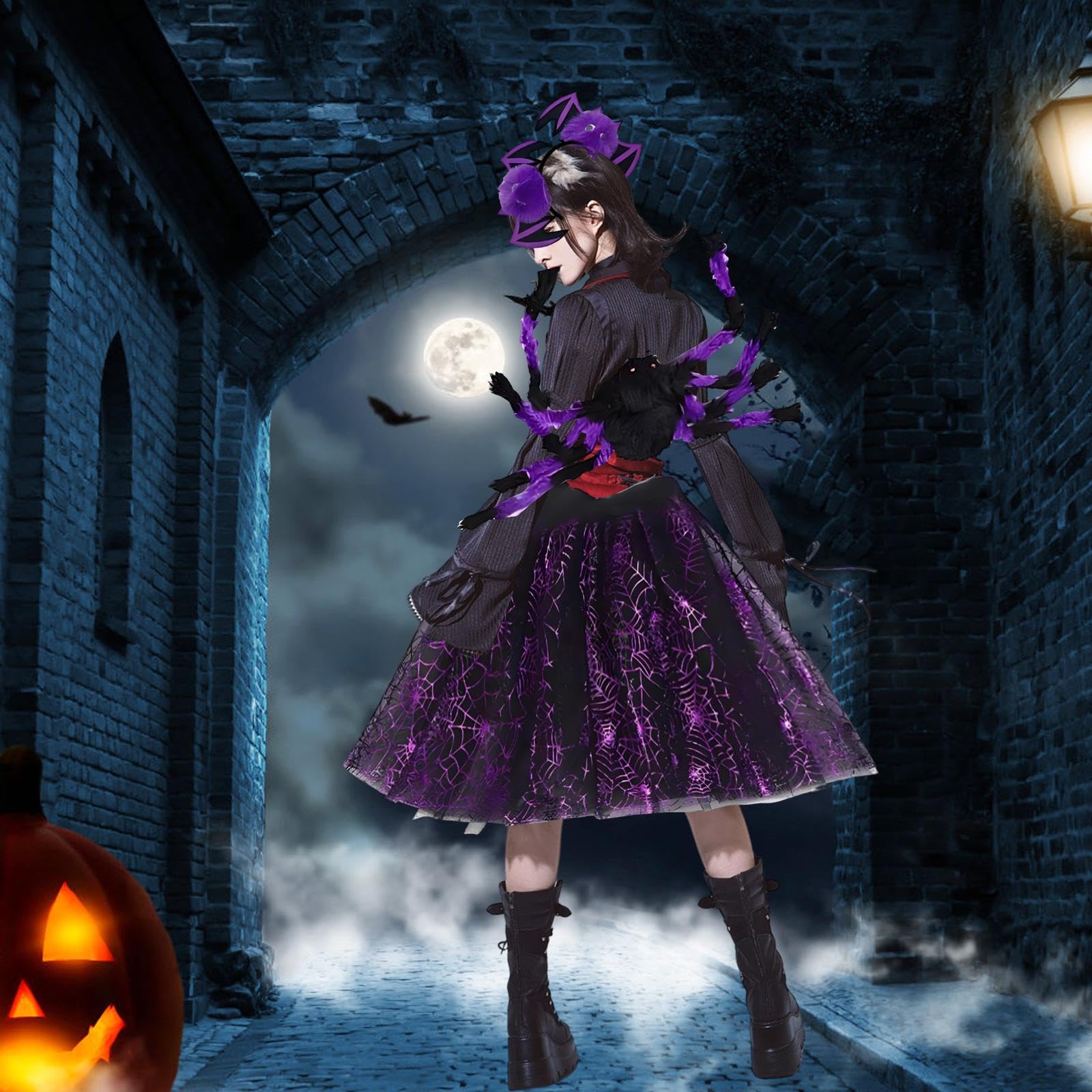 predolo Disfraz para Niñas Tutu Falda Diadema Diseño Único Adecuado para Escolares Celebraciones Halloween