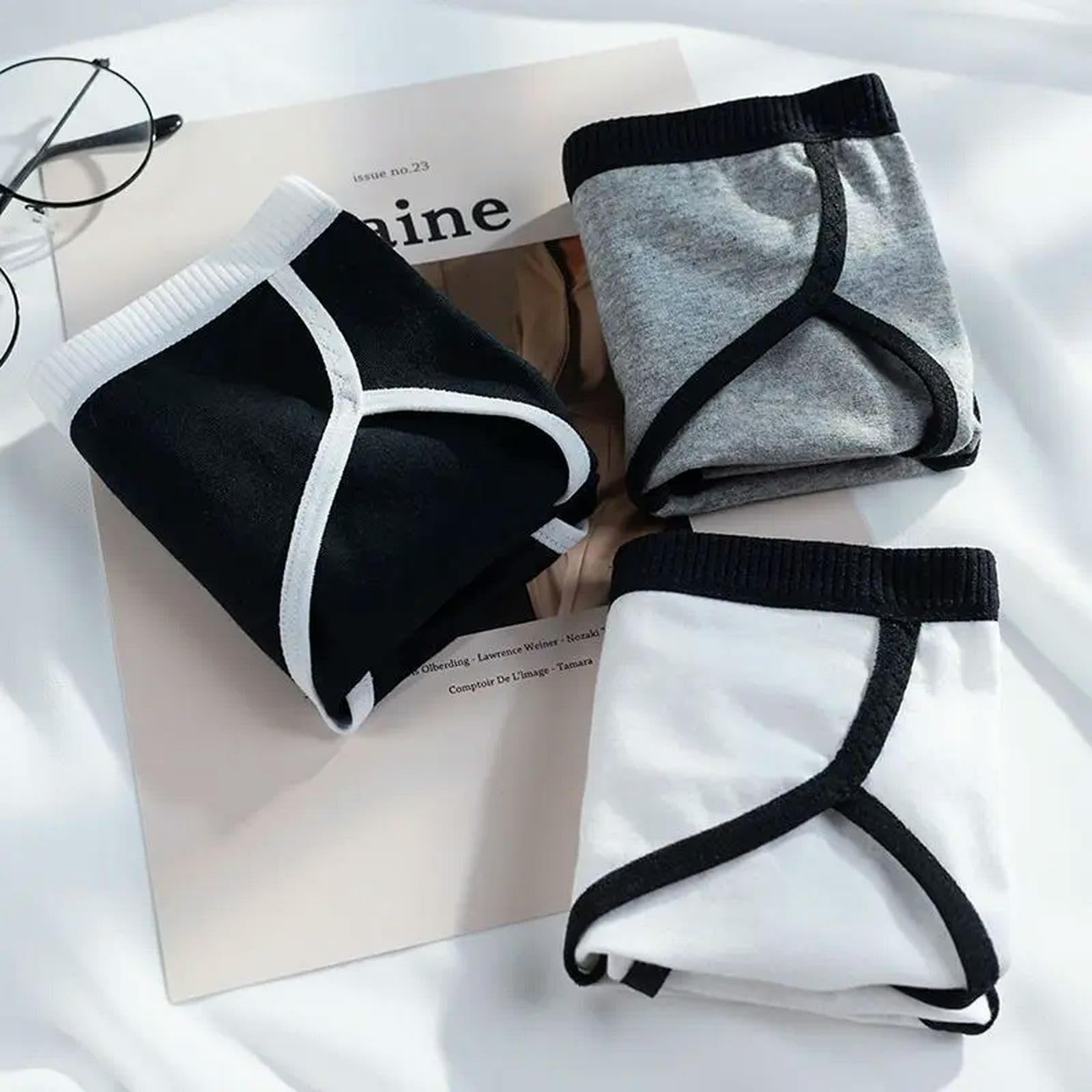 Mutande Donna Cotone 3pcs Mutandine di Cotone Brief da Donna Mutande Sexy Femminile Nere Indugia Bassa Vita Bianche da Donna Panty Lingerie Lingerie-3 Pezzi Bianchi-m