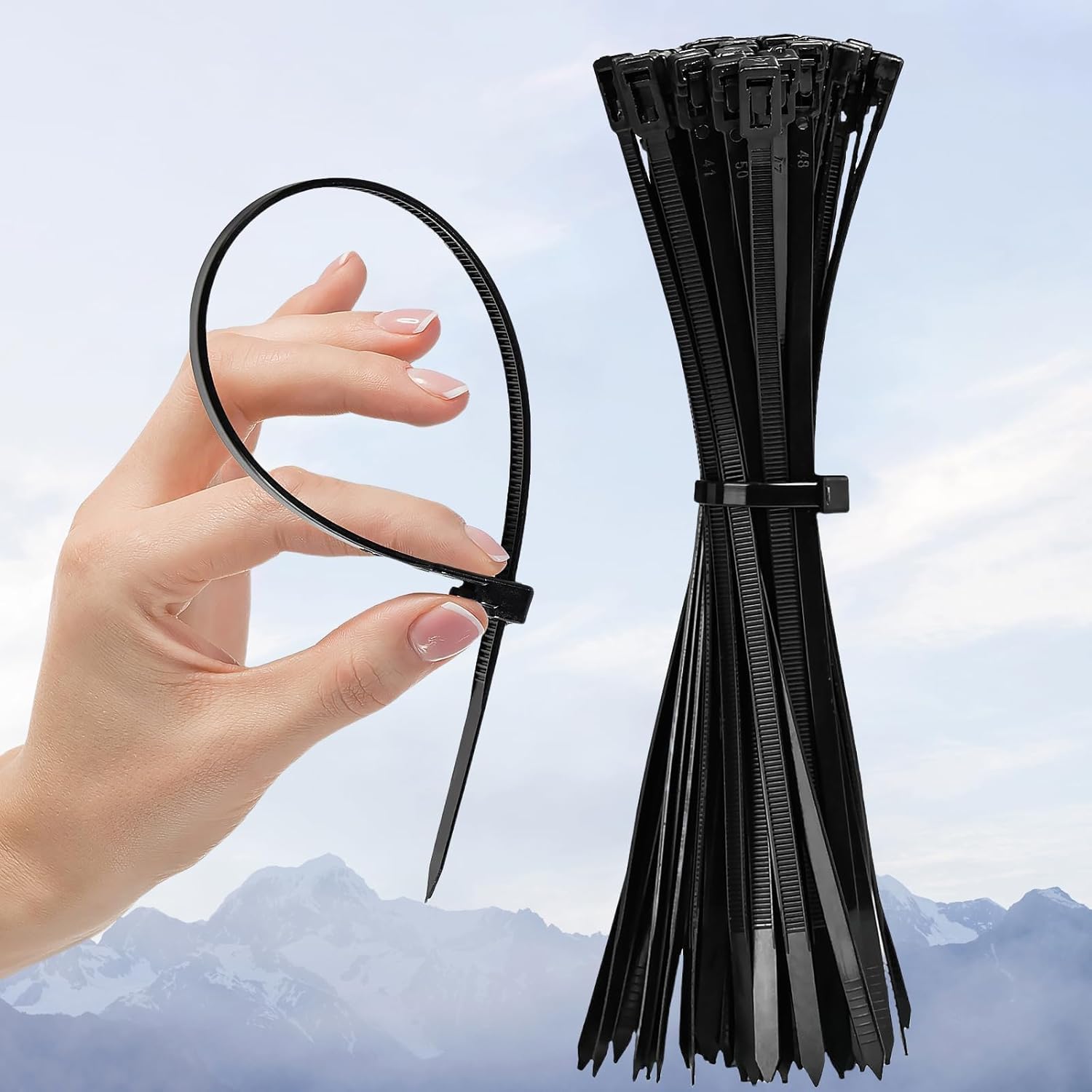 50 Pcs 10 inch Cable Ties Reusable, Cables Wrap with 120 LBS Tensile Strength, Zip Ties Heavy Duty, Tie Wraps, Wire Management, Cable Cord Management