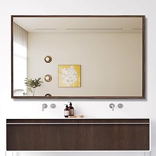 Walnut Wood Bathroom Mirrors for Wall Mounted, 48