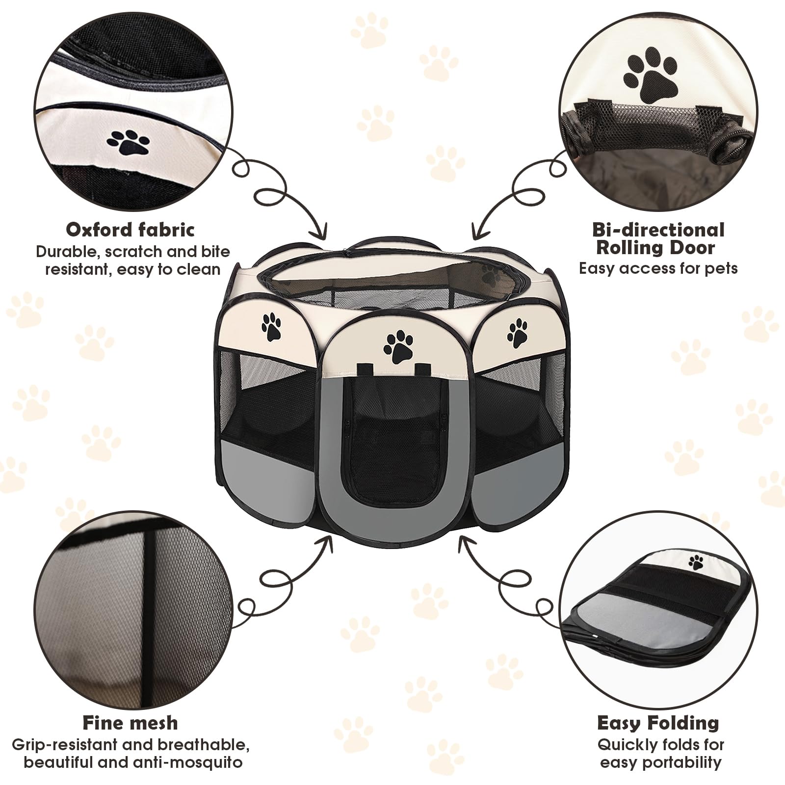 Welpenauslauf Faltbare Hundebox für Zuhause Welpenlaufstall 74x74x43cm Katzengehege für Drinnen Outdoor Hundekäfig Hundezelt Freilaufgehege Kaninchen Laufstall Katze Hund Katzen Zelt Kleintiergehege