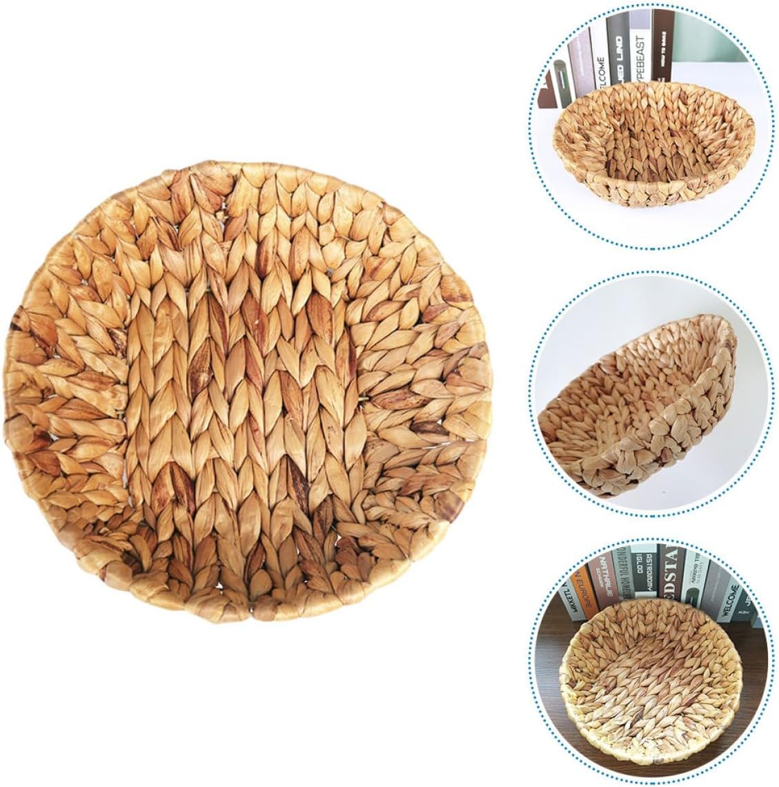 Woven Storage Basket, Iron and Khaki Table Basket for Bread Xmas