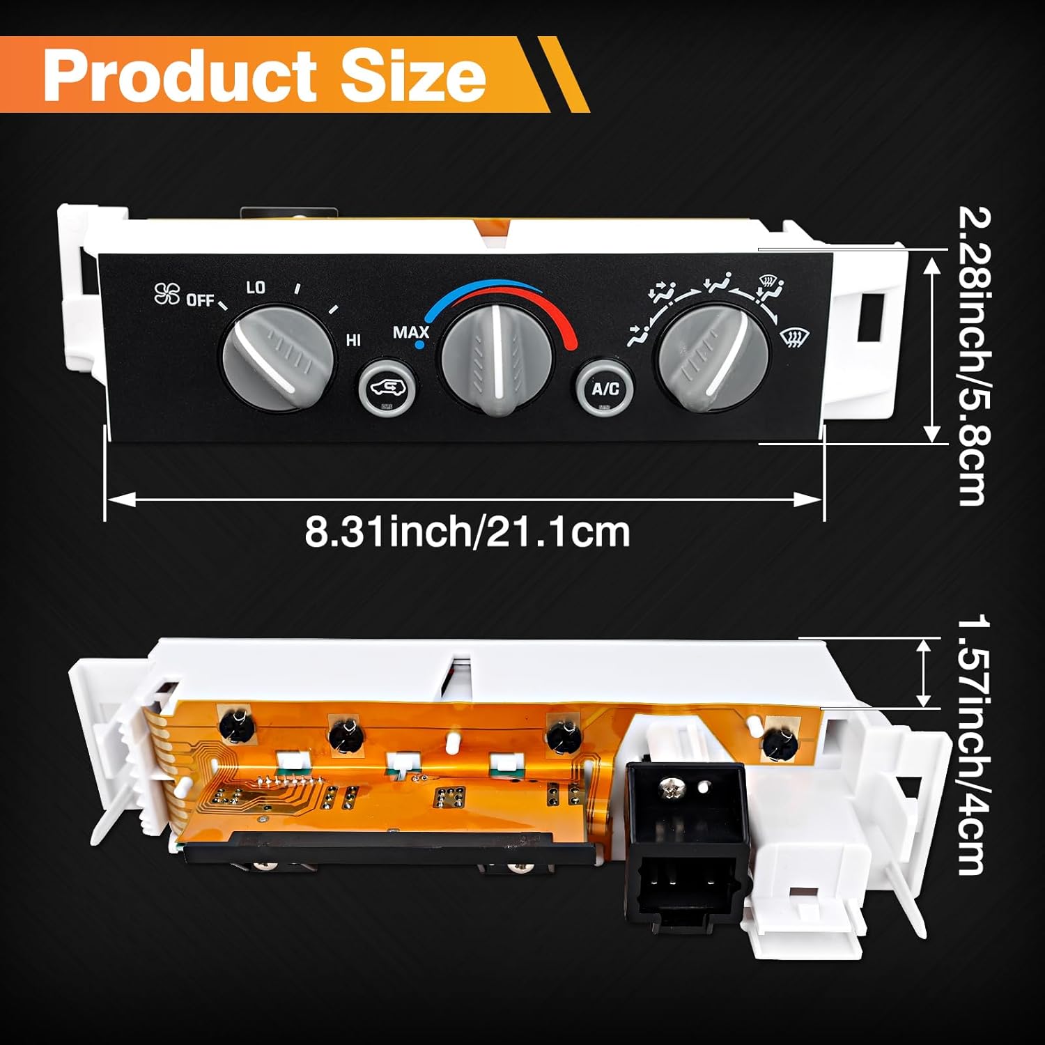 AC Control Panel Compatible with 1996-2000 Chevy Suburban Tahoe GMC Yukon Escalade, Heater HVAC Climate Control Module Unit Without Rear Window Defogger Replace for 599-007 09378815