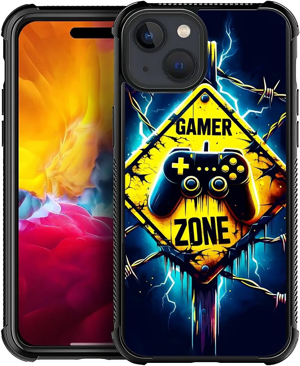 for iPhone 15 Case 6.1-inch with Gamer Zone Four Corner Airbag Protection Design Soft Silicone Frame Personalized Pattern Case Compatible with iPhone 15 for Men