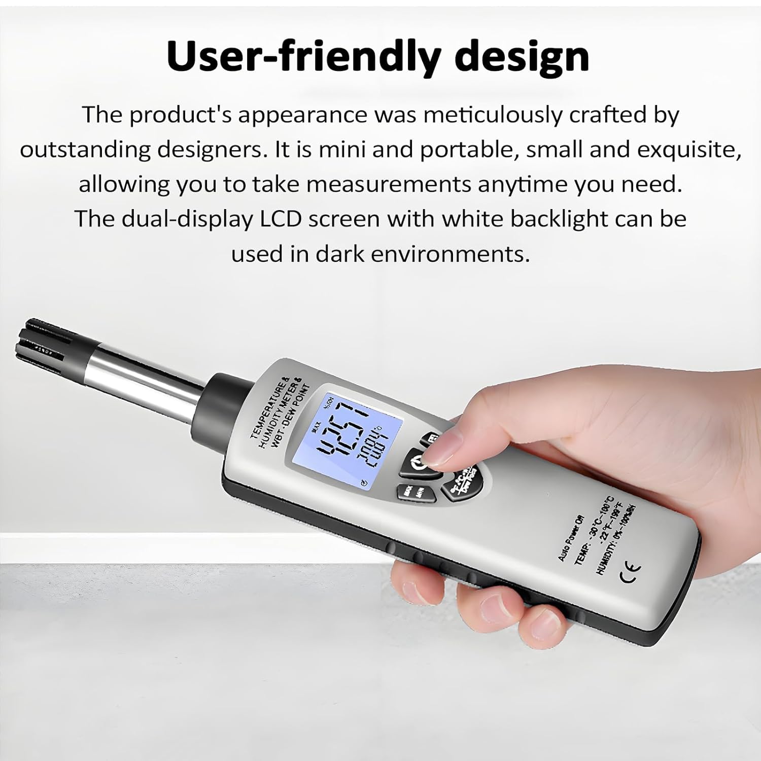 Igrometro digitale ad alta precisione, misuratore di temperatura e umidità industriale per interni, tempo di risposta 10 s, con display LCD retroilluminato, per casa, ufficio, camera da letto, soggior