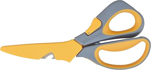 Westcott Tijeras de banco de trabajo de titanio con funda y cortador de cerámica, 8 pulgadas (16512)