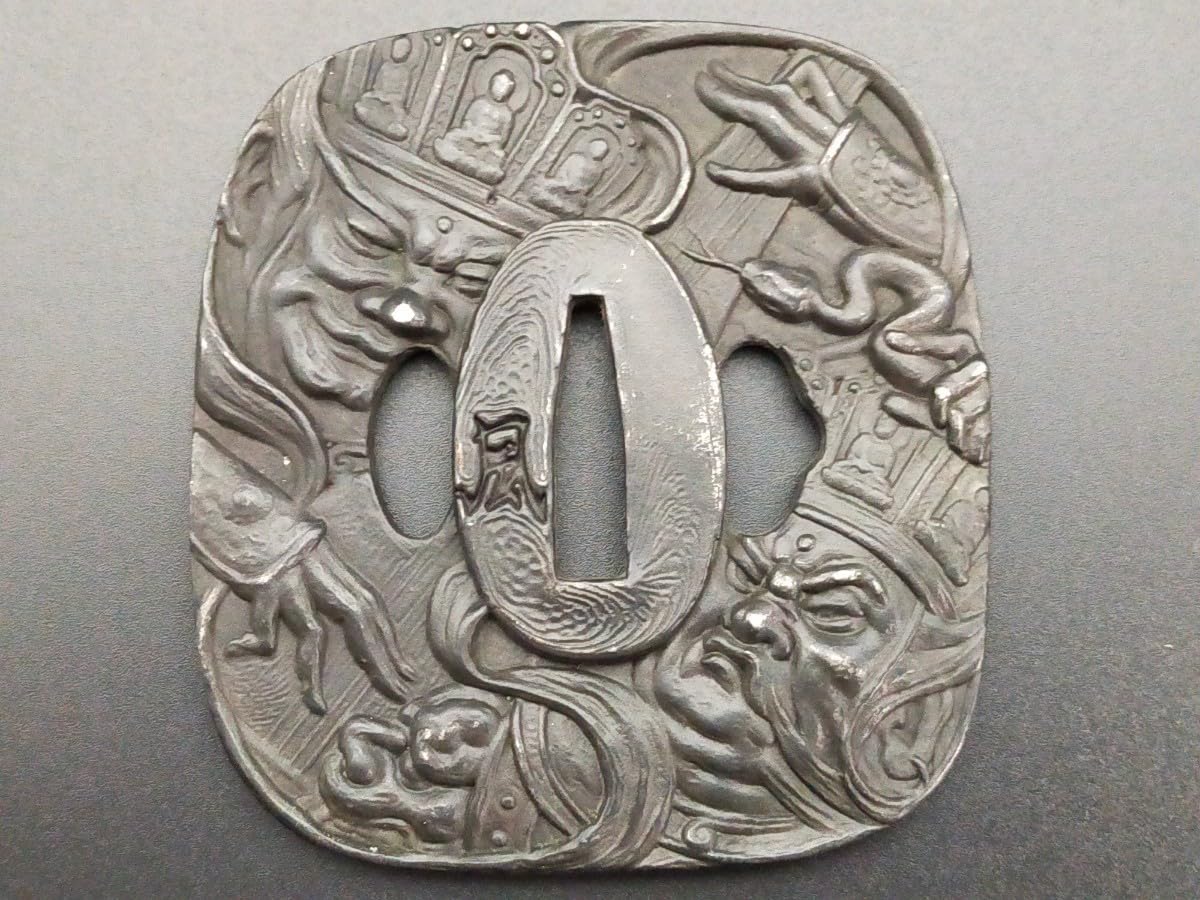 高級日本刀鍔！田植えの図！ 鍔 無銘 京金工 波桜図鍔(TU-051223)｜刀・日本刀の販売なら日本