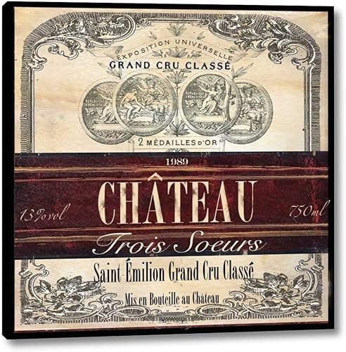 Grand Vin Wine Label II by Tre Sorelle Studios - 16" x 16" Canvas Art Print Gallery Wrapped - Ready to Hang