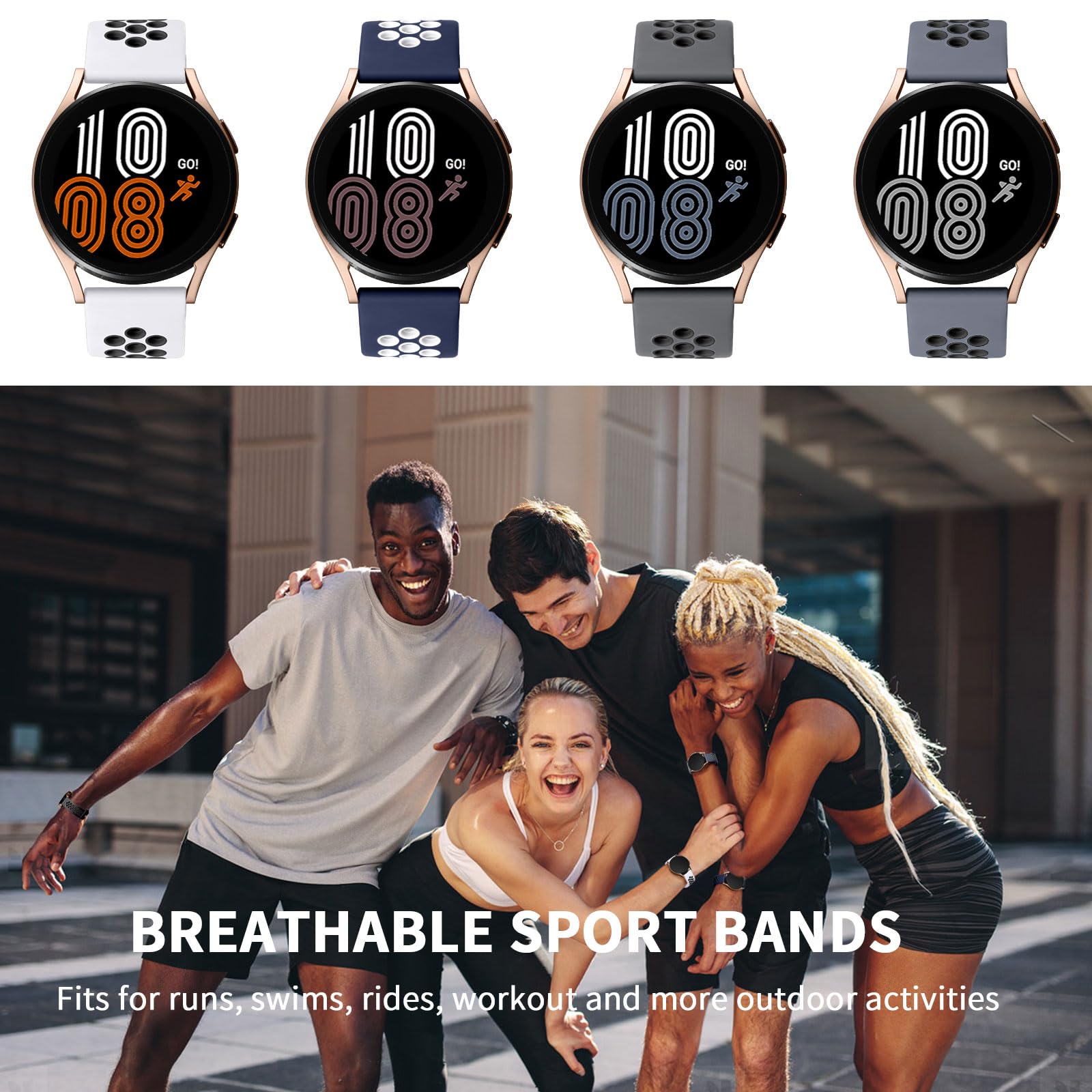 Lerobo 4 Pack Bands Compatible with Galaxy Watch 7 6 5 4 Band 40mm 44mm/Galaxy Watch 6 4 Classic 43mm 47mm 46mm 42mm/Watch 5 pro 45mm,Active 2 Band, 20mm Watch Band Soft Silicone Sport Band Women Men — Amazon image 25