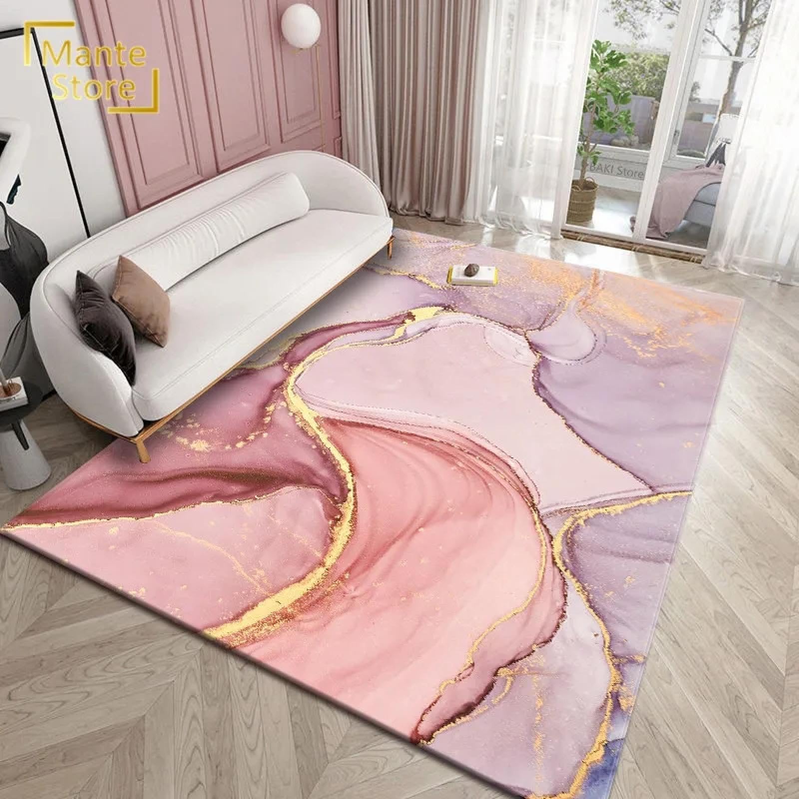 Tapis de chambre marbre rose et violet pour créer un dressing chaleureux