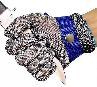 WAIUYIA Cut Resistant Gloves Food Grade Level 9 Protection Stainless Steel Mesh Metal Glove Durable Butcher Safety Work Glove