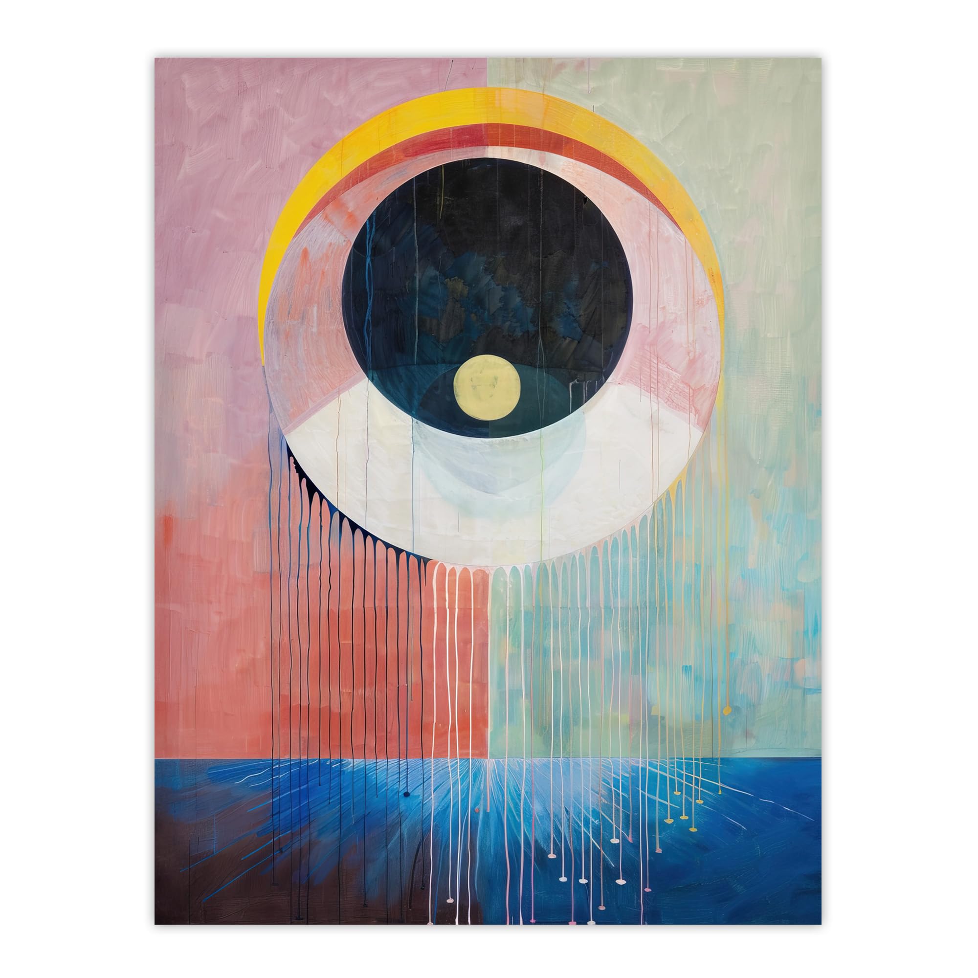 Artery8 Abstract Circle Eye Dripping Artwork Modern Living Room Large Wall Art Poster Print Thick Paper 18X24 Inch
