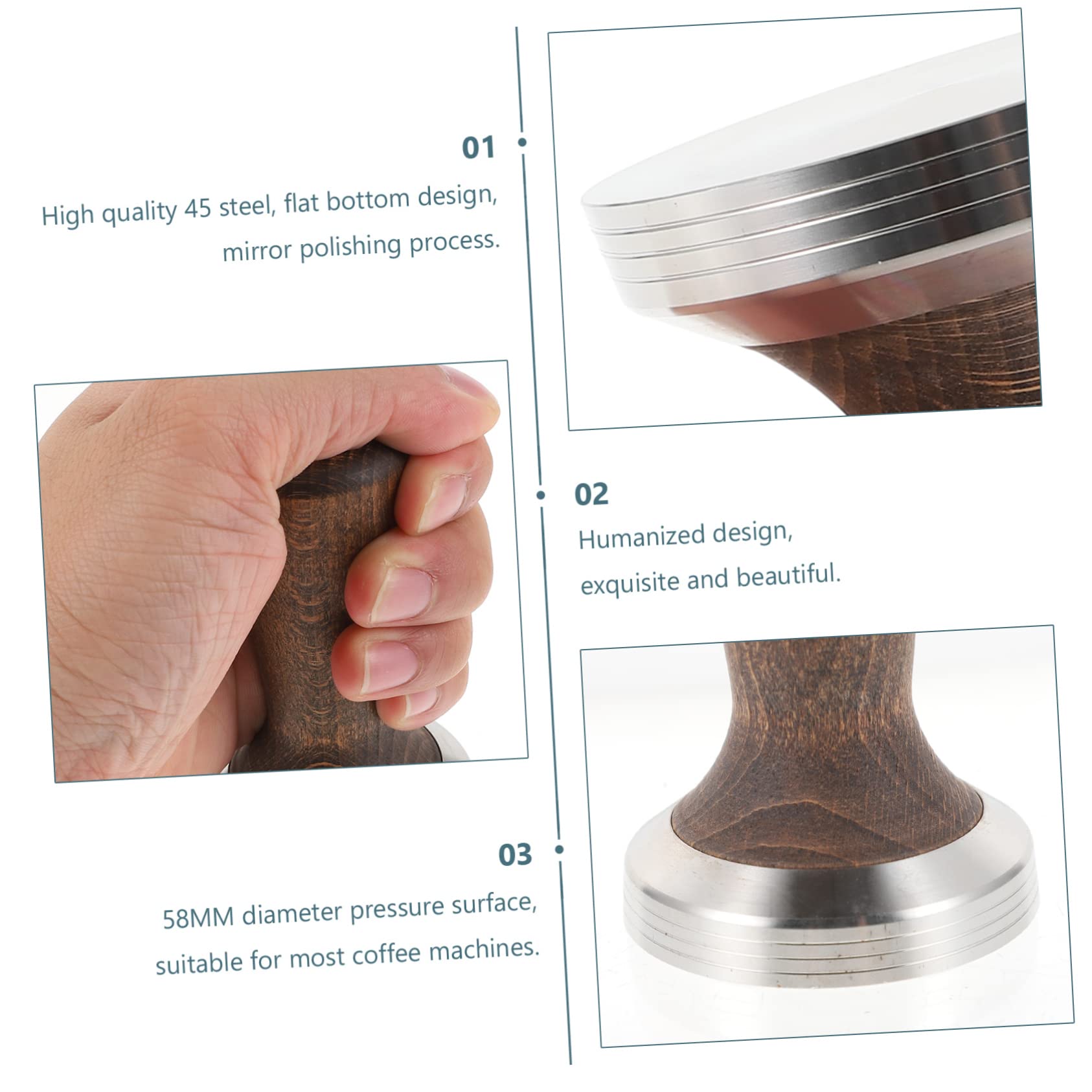 Pressino per Caffè Espresso in Acciaio Inox Impugnatura in Legno