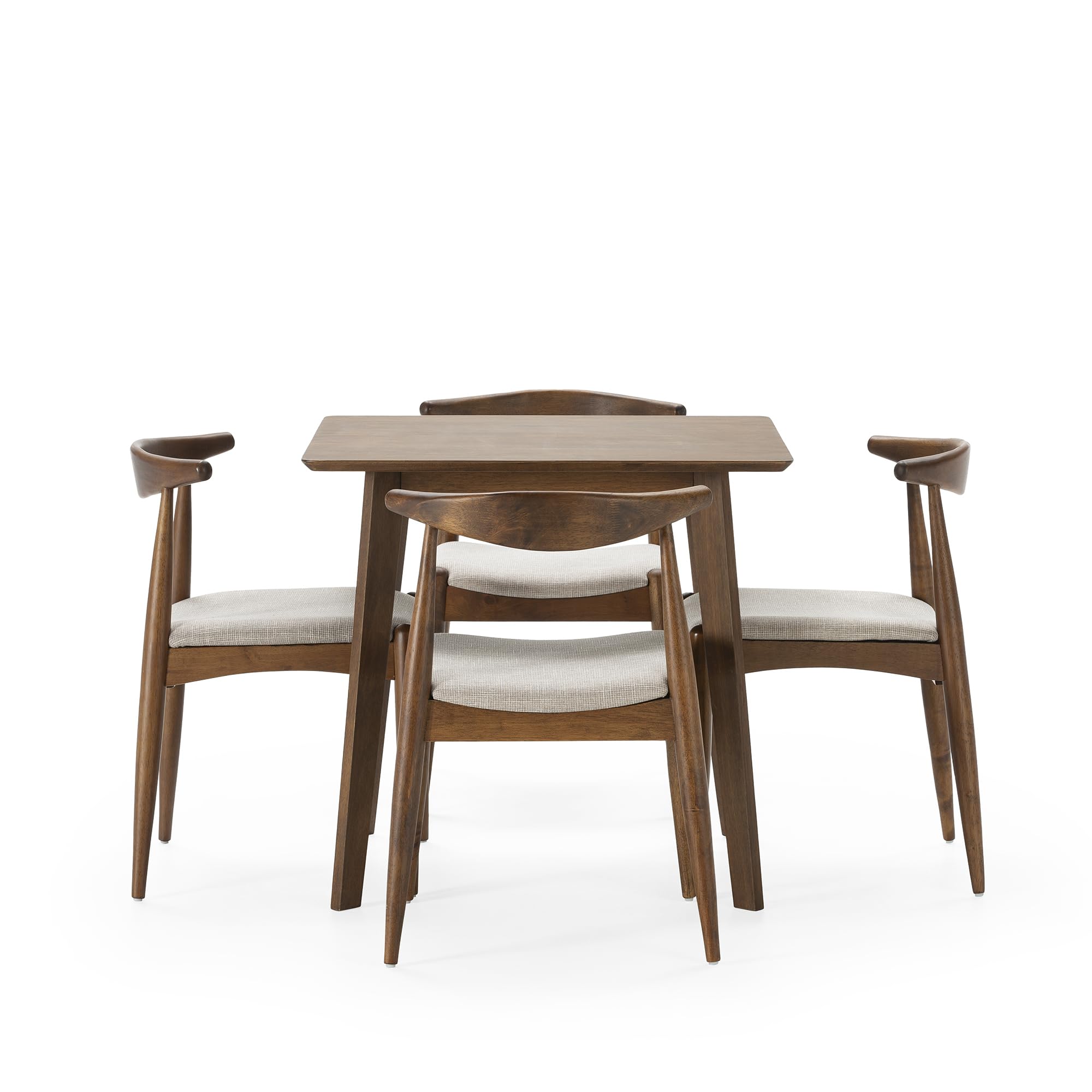 HOMN LIVING Ensemble Table à Manger Carrée 80x80 cm et 4 Chaises Corzo Noyer