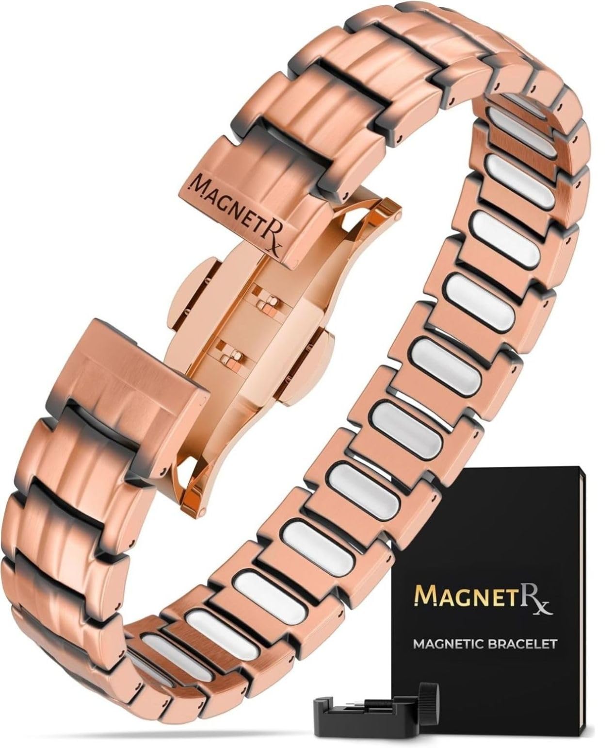 MagnetRX Magnetyczna miedziana bransoletka dla mężczyzn - EllipseMAX 5X siła 5000 magnesów Gaussa - zaprojektowana w USA i zatwierdzona patentem - męska miedziana bransoletka premium z regulowaną
