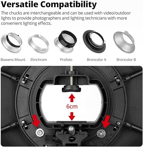 Miniatura 6 de AMBITFUL Softbox portátil de 25.6 pulgadas  25.6in octogonal, caja de luz rápida Speedlite Flash Softbox con rejilla para fotografía al aire libre,