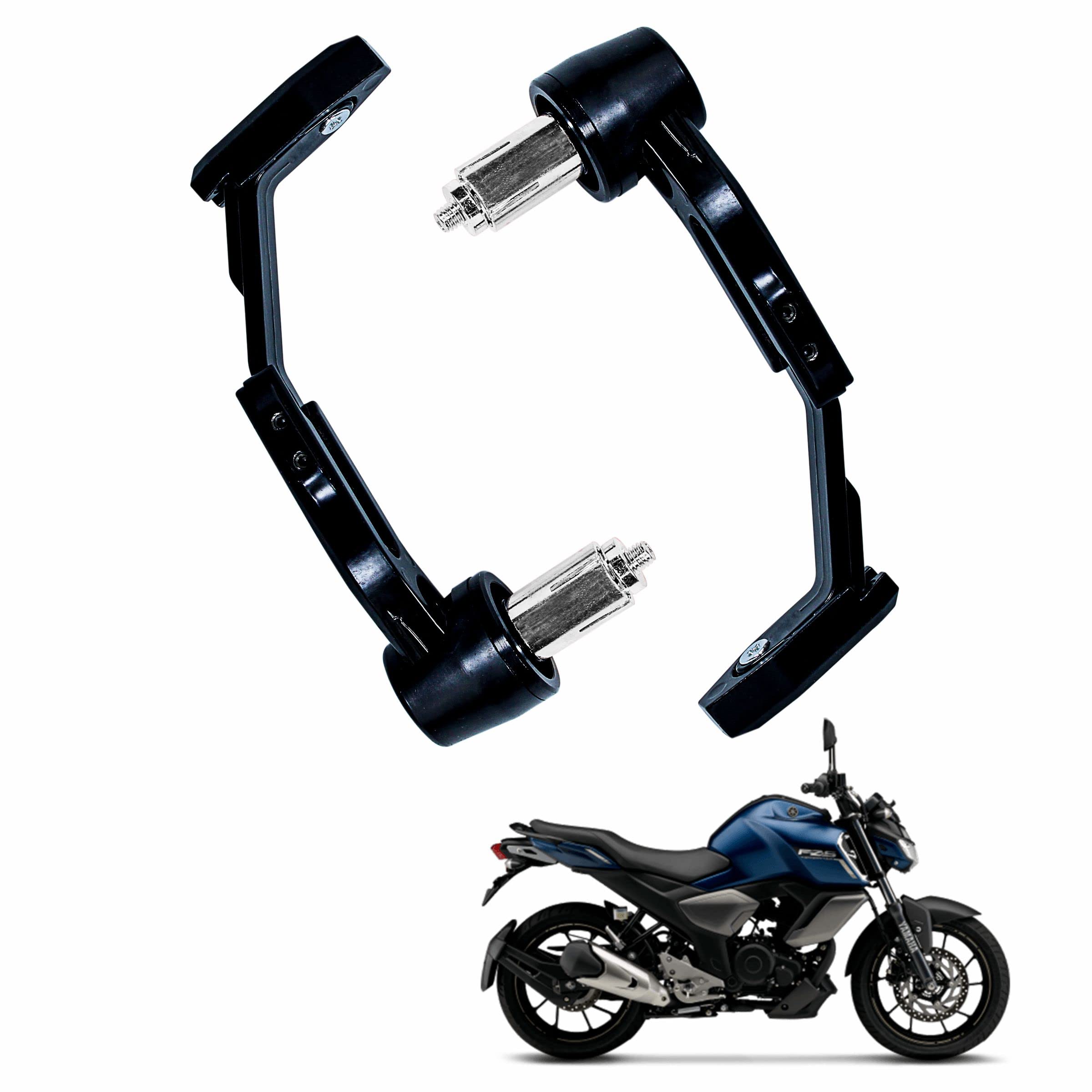 asryd motorcycle brake clutch lever guard handlebar protectors 7/8” 22mm cnc alloy with adjustable angle length (black) for yamaha fz-s 3.0 (pack of 2)