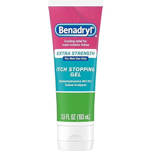 Benadryl Extra Strength Anti Itch Relief Gel, 2% Diphenhydramine HCl, Relief from Insect Bites, Sunburn & More, Great for Camping Essentials, 3.5 fl oz