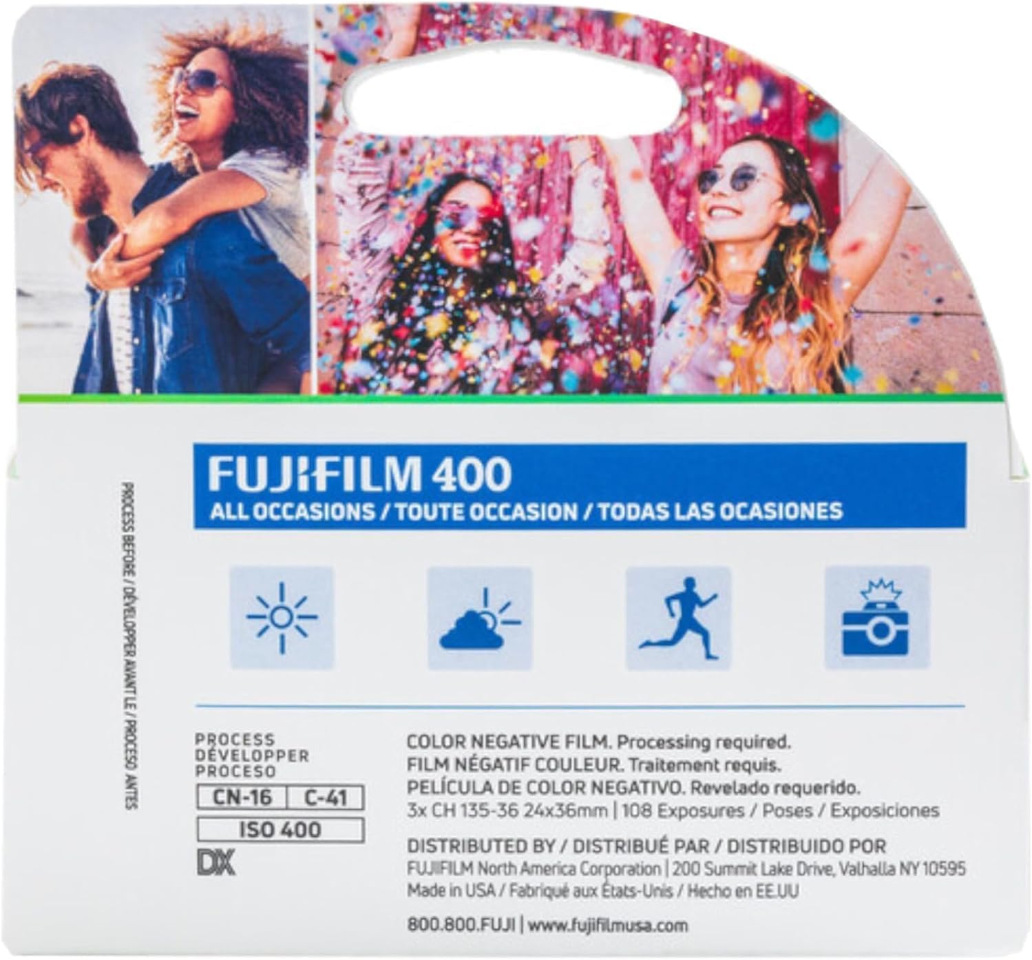 Fujifilm Fujicolor 400 Color Negative Film (35mm Roll Film, 3x36) + Sunshine Photo Microfiber Cleaning Cloth (4 Pack)