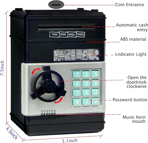 Miniatura 2 de HKHDICL ATM Piggy Bank Toys for Kids Ages 5 6 7 8 9 10 11. Coin Cash Money Bank Electronic Password Saving Box for Boys Girls. Birthday Gift Kids