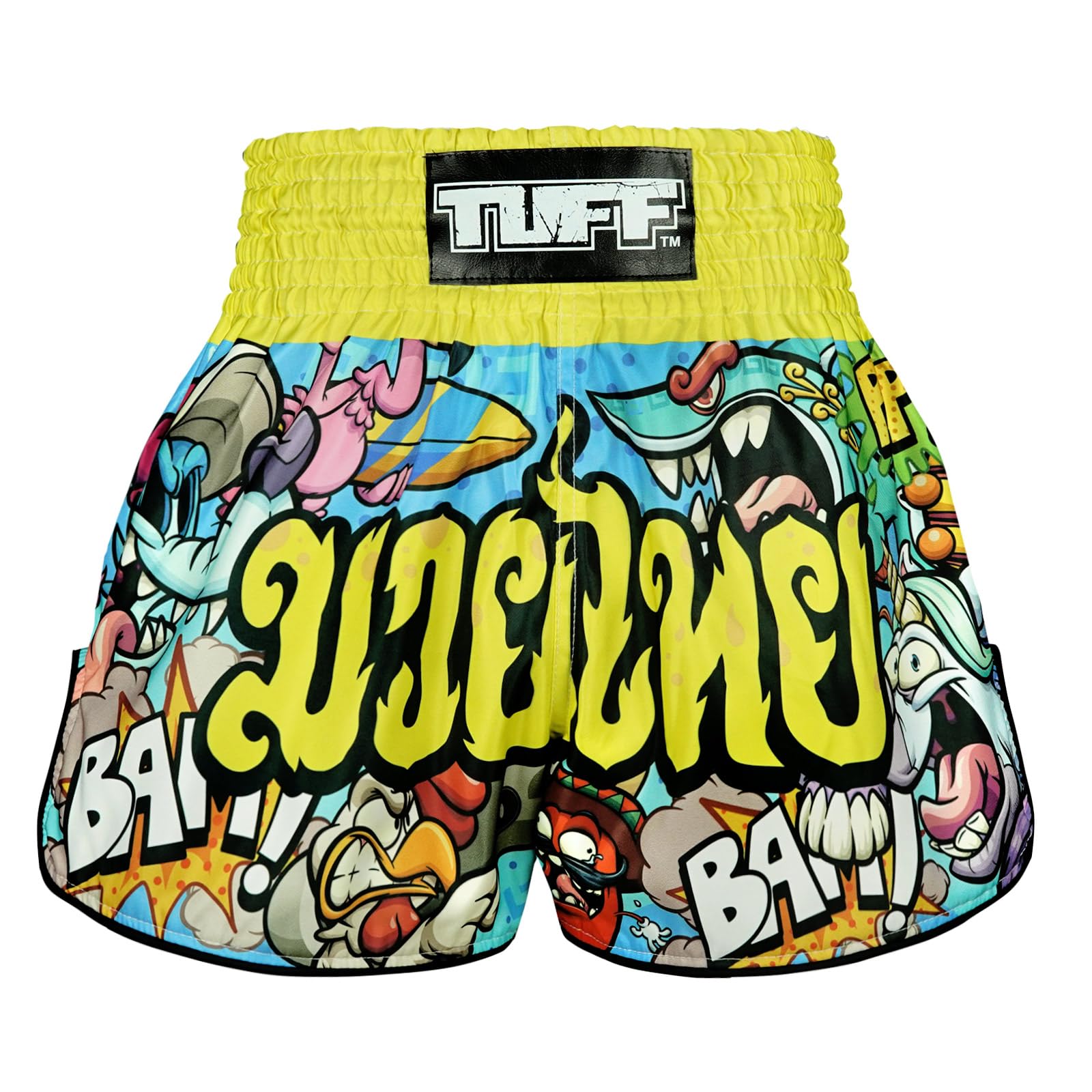 Tuff Sport Pantalones cortos de boxeo de Muay Thai, estilo retro, corte delgado, para artes marciales mixtas, kickboxing, entrenamiento, ropa de entrenamiento