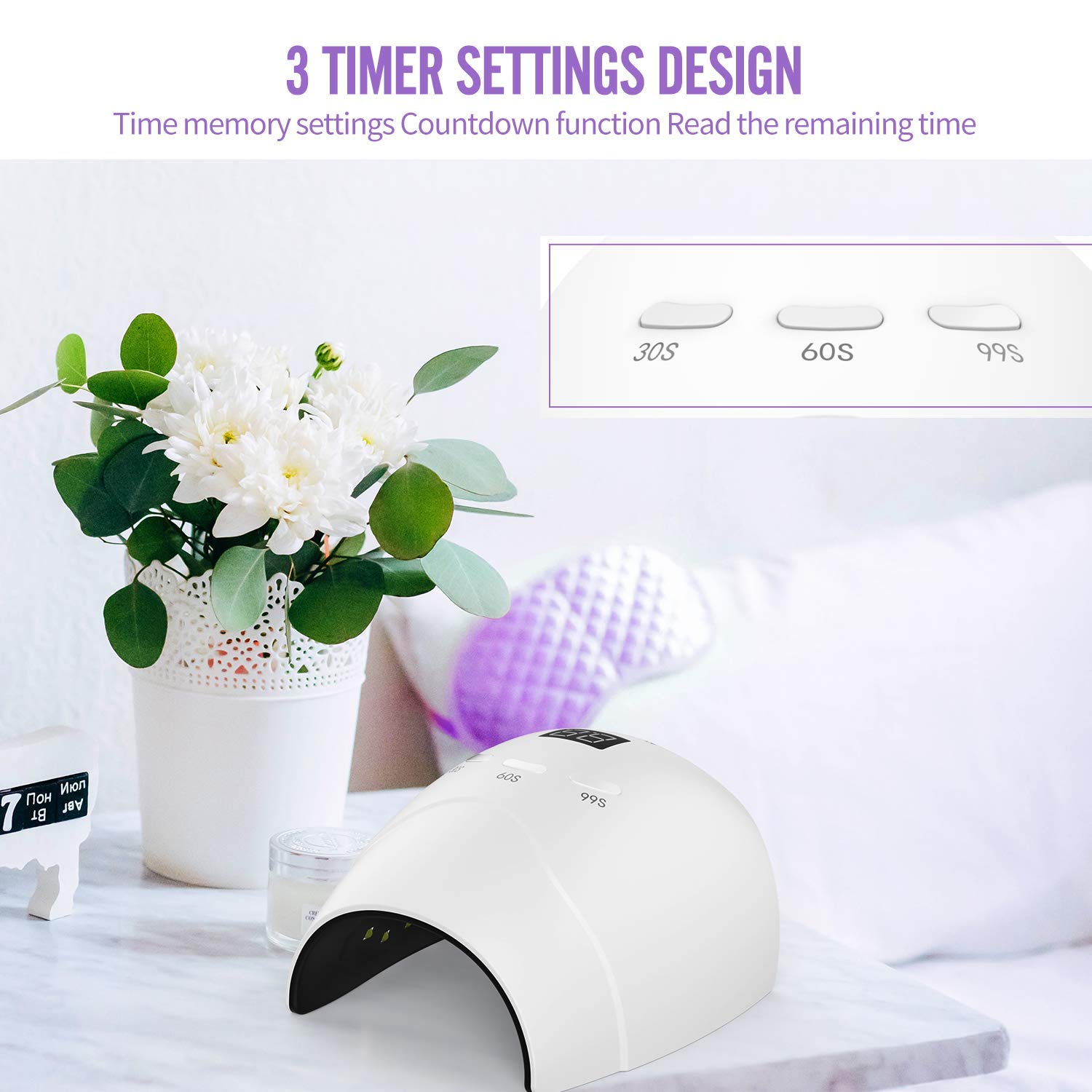 Ruihua 2 w 1 suszarka do paznokci UV / LED 48 W lampa do paznokci nowa wersja do utwardzania paznokci u stóp i paznokci, profesjonalne szybkie utwardzanie paznokci LED (brytyjska wtyczka)