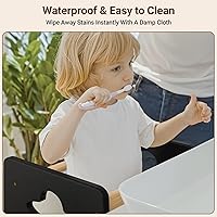 Vista 4 de COSYLAND Torre ajustable de pie para niños pequeños de 33.5 pulgadas, taburete estable de cocina para niños con barra transversal protectora