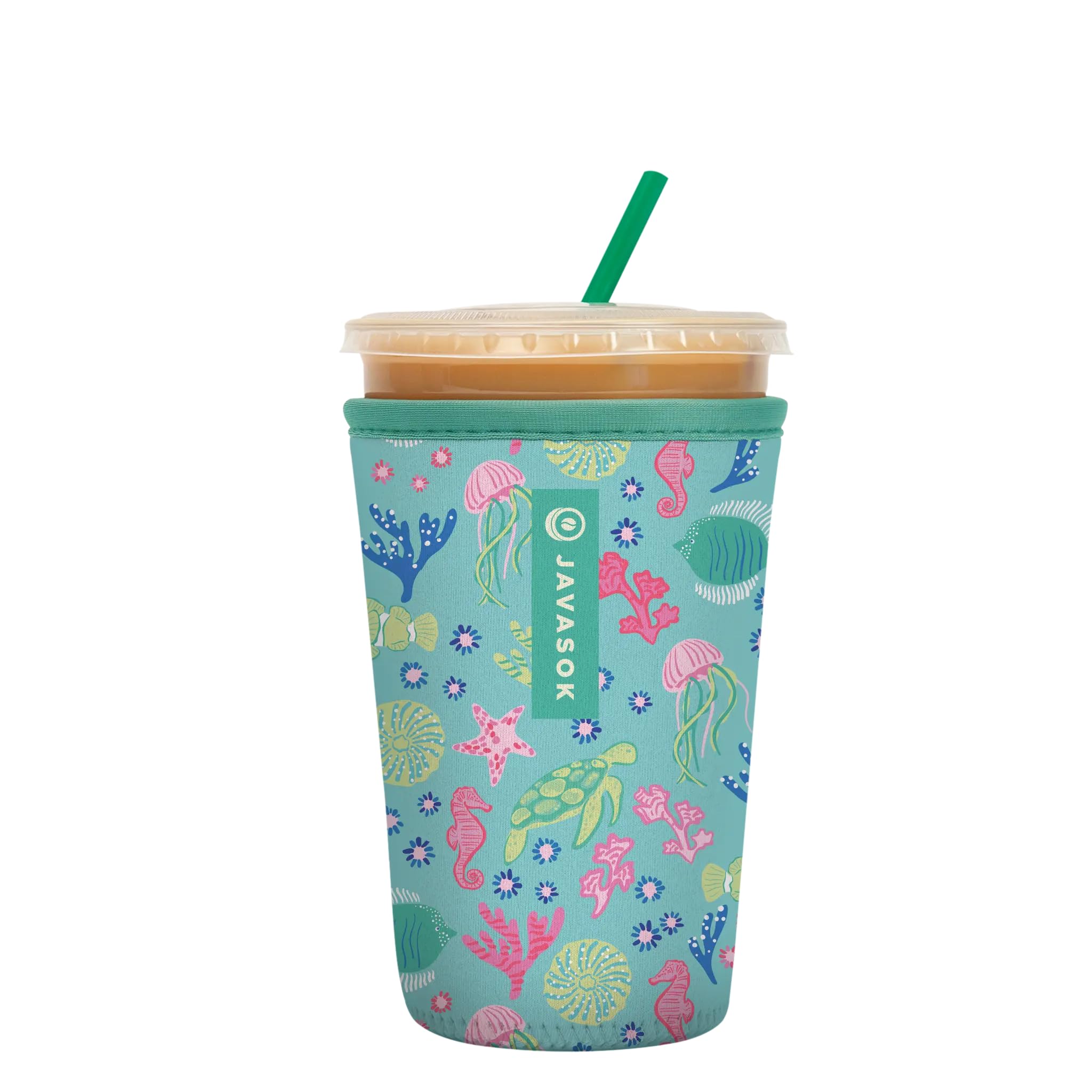 Sok It JavaSok Iced Coffee &amp; Cold Soda Insulated Neoprene Cup Sleeve (Under the Sea, Medium: 22-28oz)