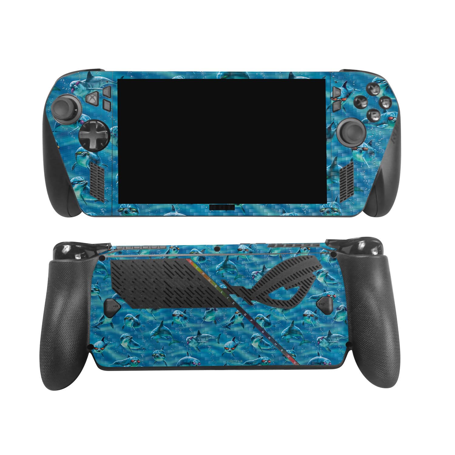 Carbon Fiber Gaming Skin Compatible with Asus ROG Xbox Ally X 2025 - Dolphin Gang - Premium 3M