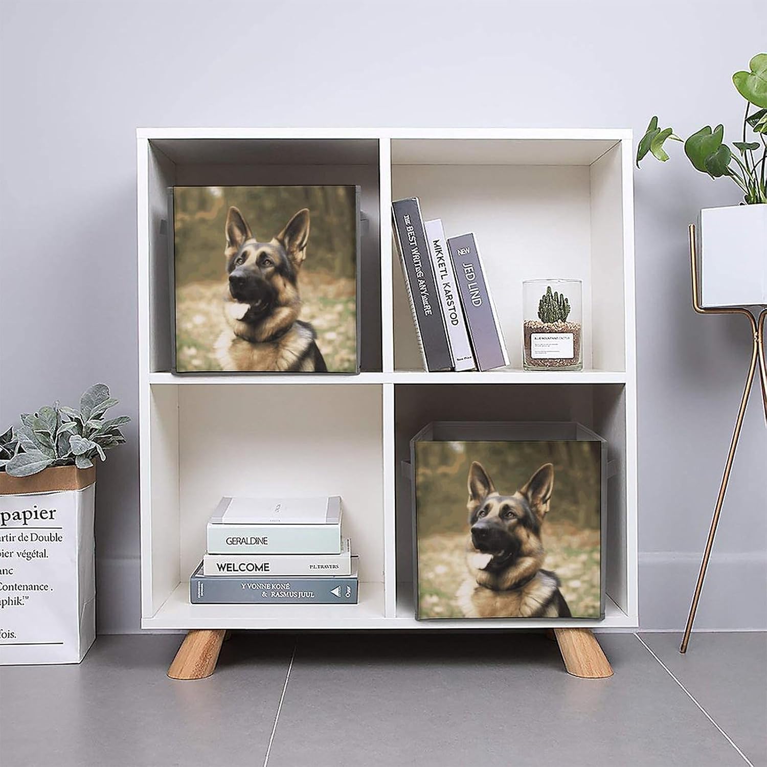 Folding Storage Bins Oxford Fabric Clothes Storage Boxes with Handles | Animal German Shepherd Cube Organizer, Easy to Store, Multi Functional Cube Storage Organizer for Office Bedroom