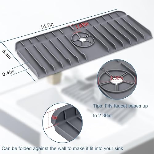 Miniatura 2 de AEOOZGR Protector contra salpicaduras para fregadero de cocina, alfombrilla de silicona para grifo de fregadero, almohadilla de drenaje detrás del