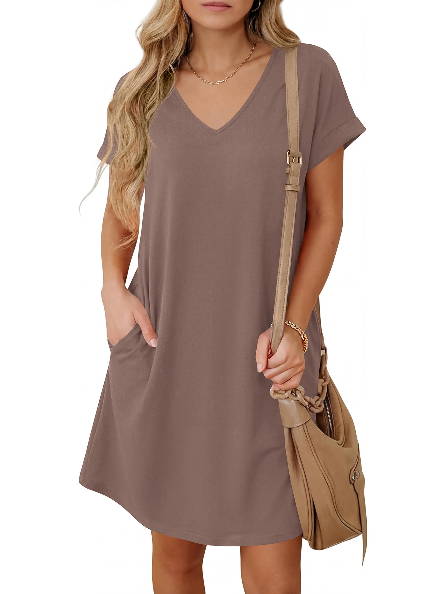 BTFBM Womens Summer Dresses 2026 Pockets Short Sleeve Loose Nightgowns Pajama Beach Vacation Casual Spring T Shirt Dress