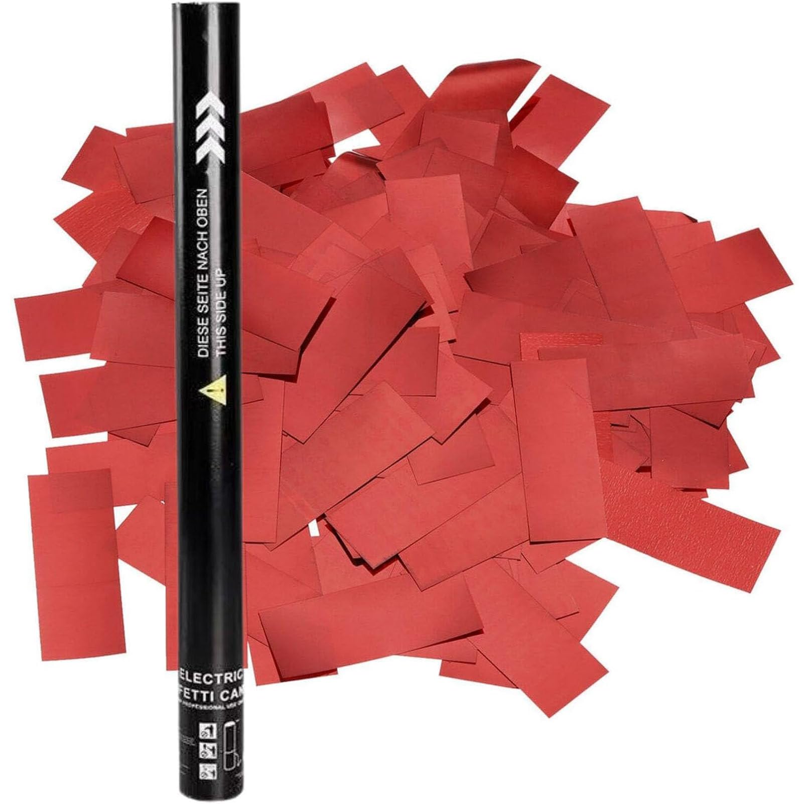 Konfettikanone, 25 Stück, elektrische Konfettikanonen, 80 cm, mehrfarbig, biologisch abbaubar, für Feiern, Geburtstage, Weihnachten. Rot